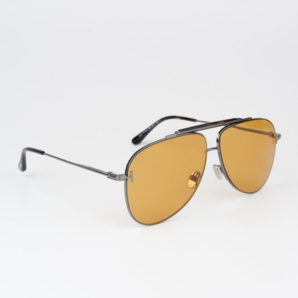 NEW Tom Ford FT1018/S 08E BRADY Anthracite Silver Brown Pilot Unisex Sunglasses - Picture 4 of 11